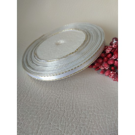 Лента атласная с люрексом (золото) 0,6 см*25 ярдов, цена за катушку